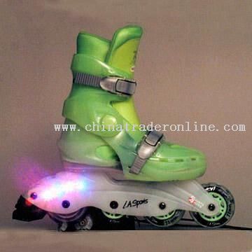 Light-up Inline Skates with Flashing Lights on Chassis and PVC Wheels from China